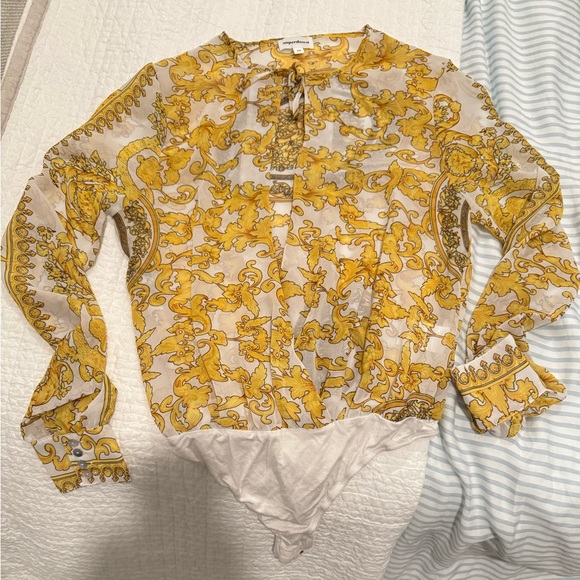 Superdown yellow and white bodysuit with bow - Picture 3 of 13